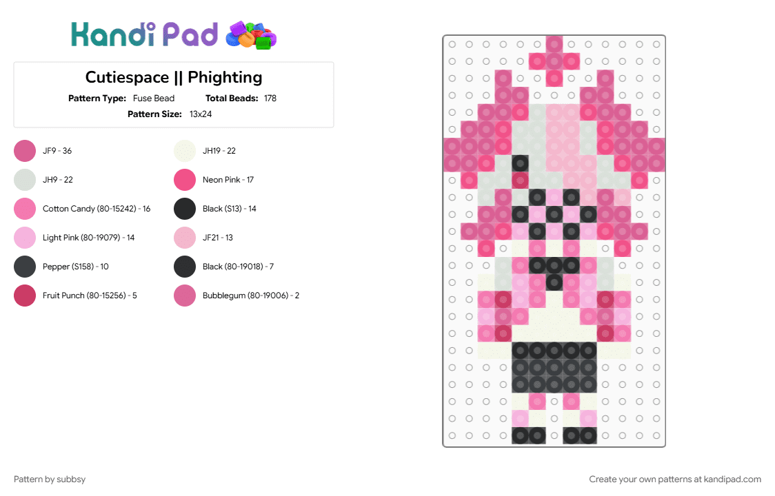 Cutiespace || Phighting - Fuse Bead Pattern by subbsy on Kandi Pad - inphernal, phight, phighting, phighting subspace, phightingroblox, pink, roblox, subspace, white