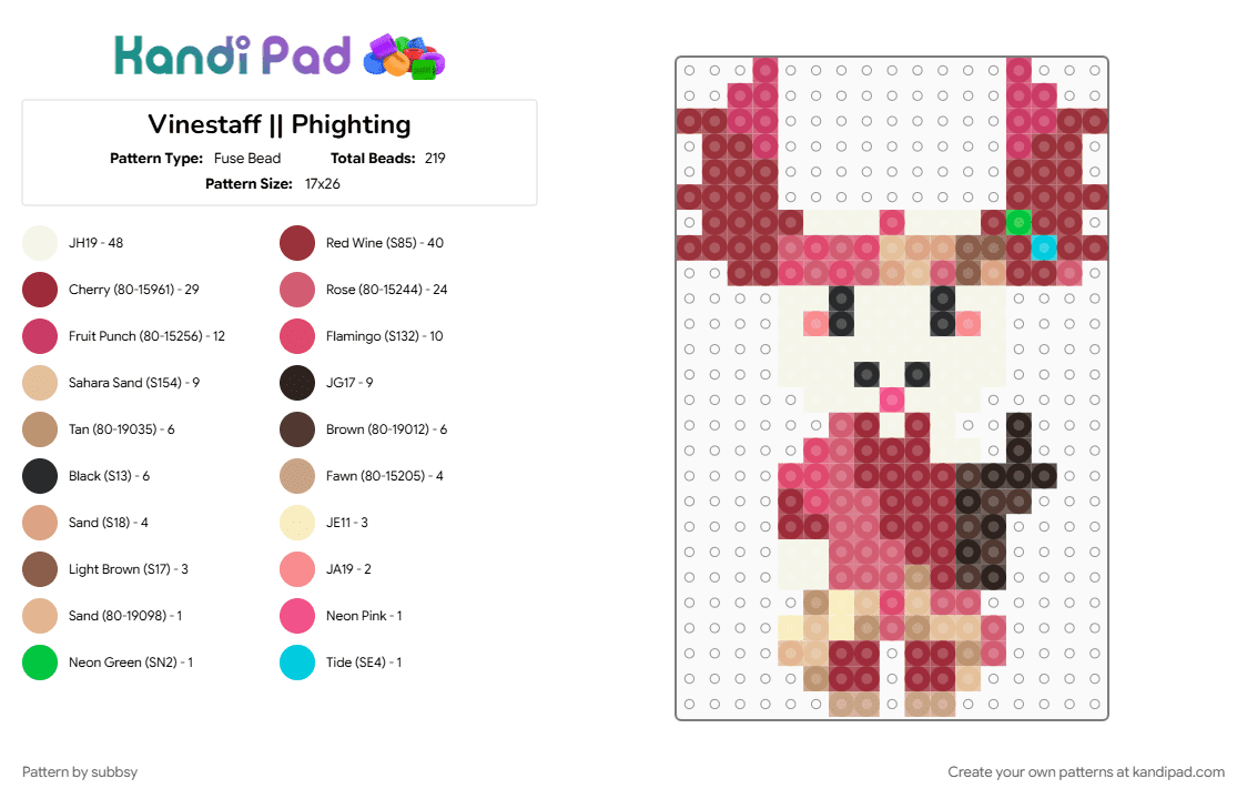 Vinestaff || Phighting - Fuse Bead Pattern by subbsy on Kandi Pad - beige, character, inphernal, phight, phighter, phighting, phightingroblox, red, roblox