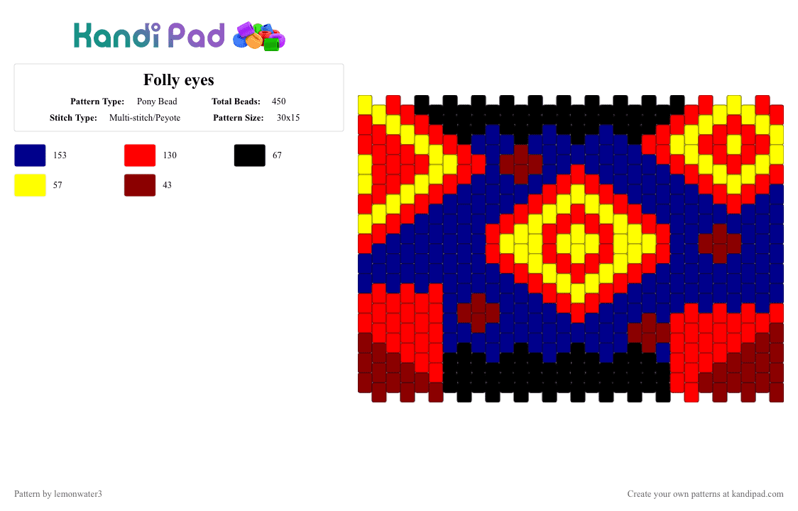 Folly eyes - Pony Bead Pattern by lemonwater3 on Kandi Pad - purple, red