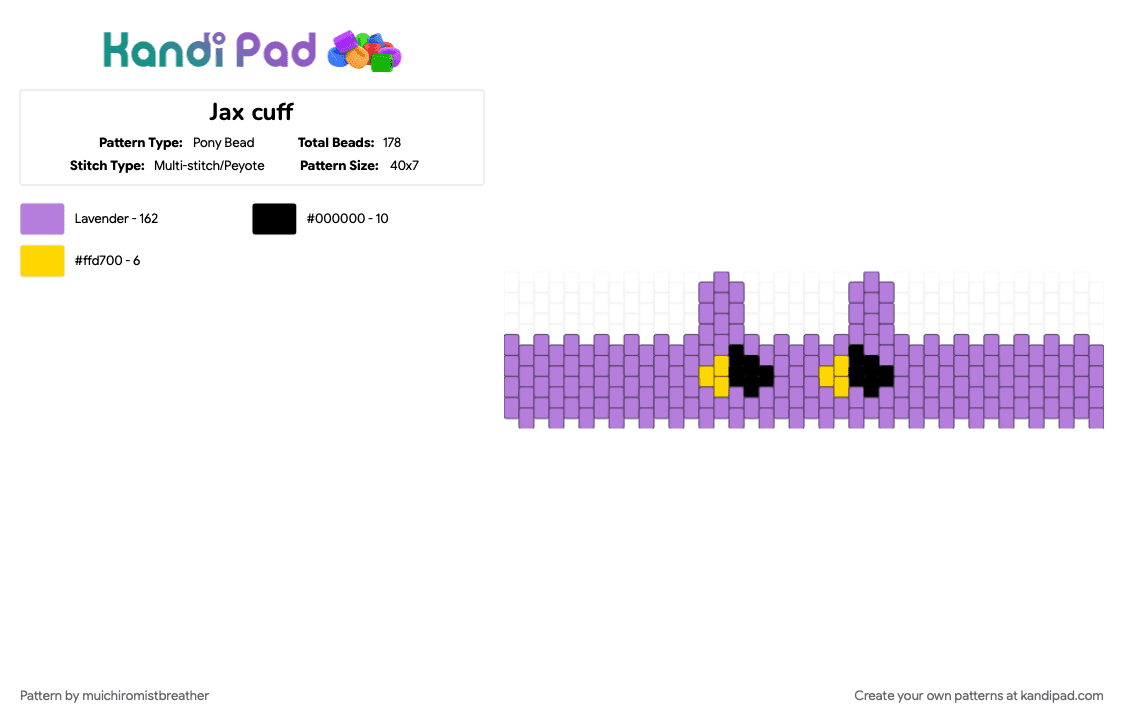 Jax cuff - Pony Bead Pattern by mistywhiskers on Kandi Pad - cute, pink