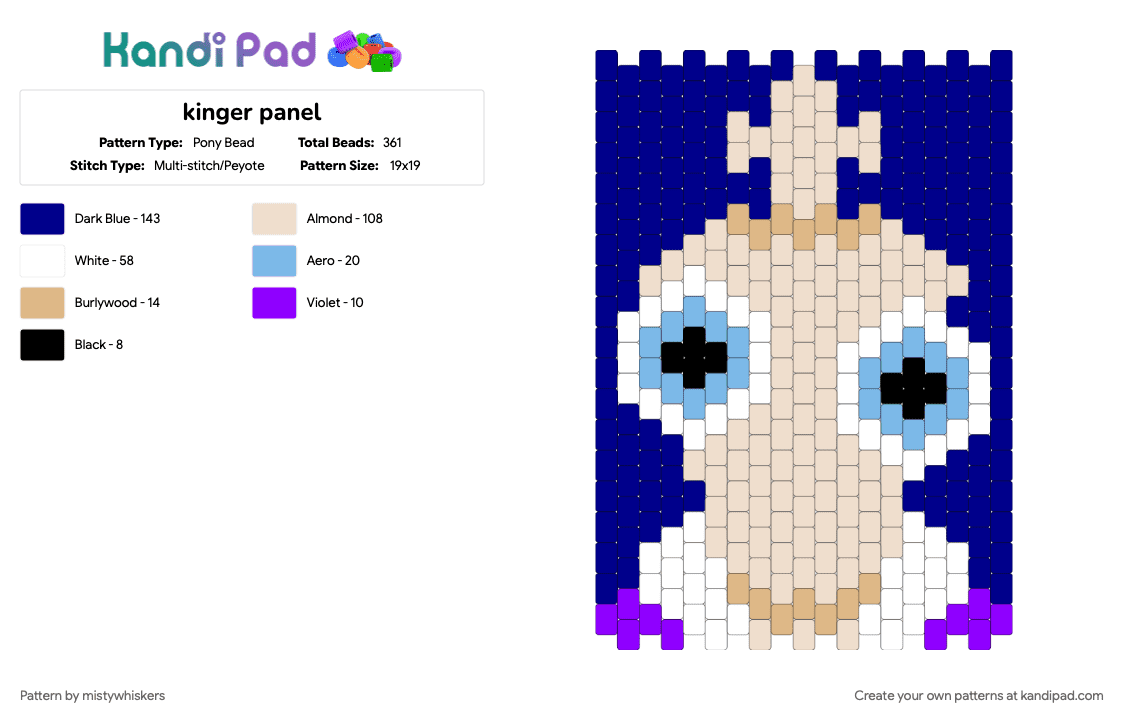 kinger panel - Pony Bead Pattern by mistywhiskers on Kandi Pad - beige, purple