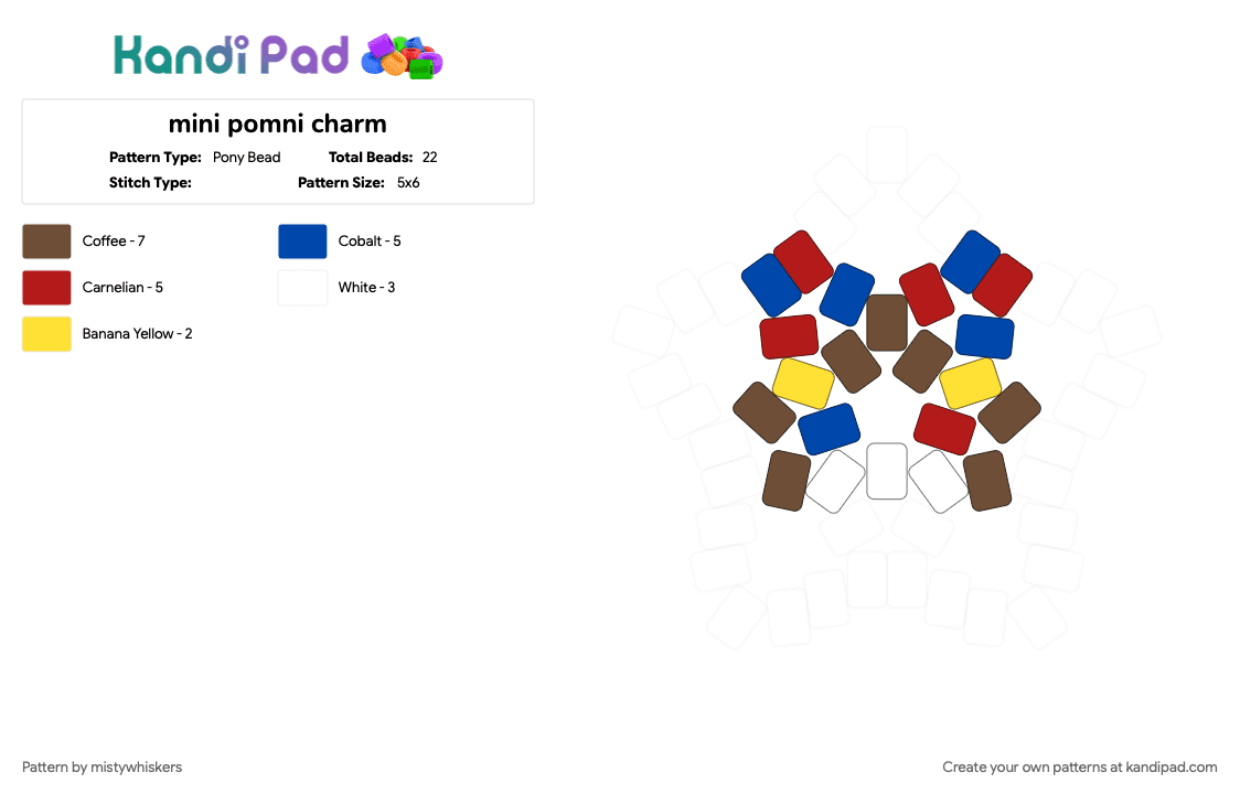 mini pomni charm - Pony Bead Pattern by mistywhiskers on Kandi Pad - blue, brown, red