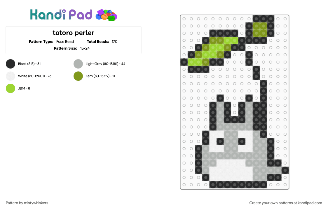 totoro perler - Fuse Bead Pattern by mistywhiskers on Kandi Pad - beige