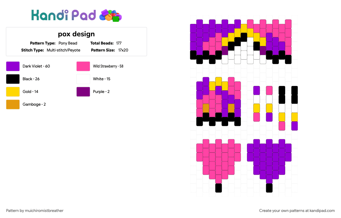 pox design - Pony Bead Pattern by muichiromistbreather on Kandi Pad - doll, music, tadc