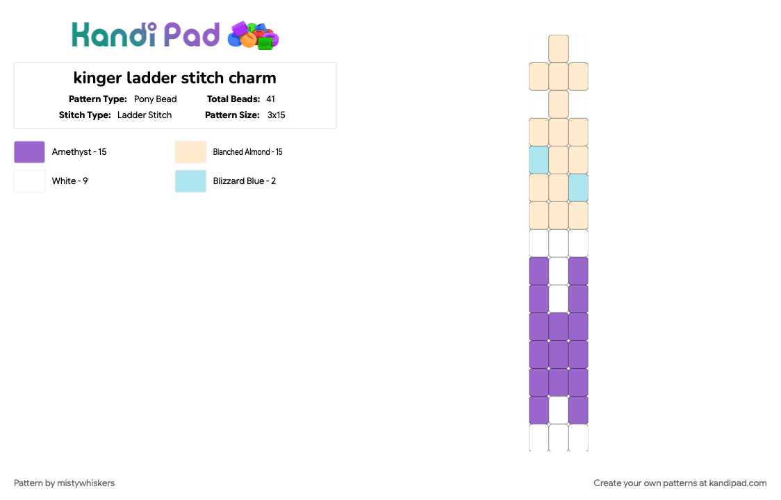 kinger ladder stitch charm - Pony Bead Pattern by mistywhiskers on Kandi Pad - beige, purple