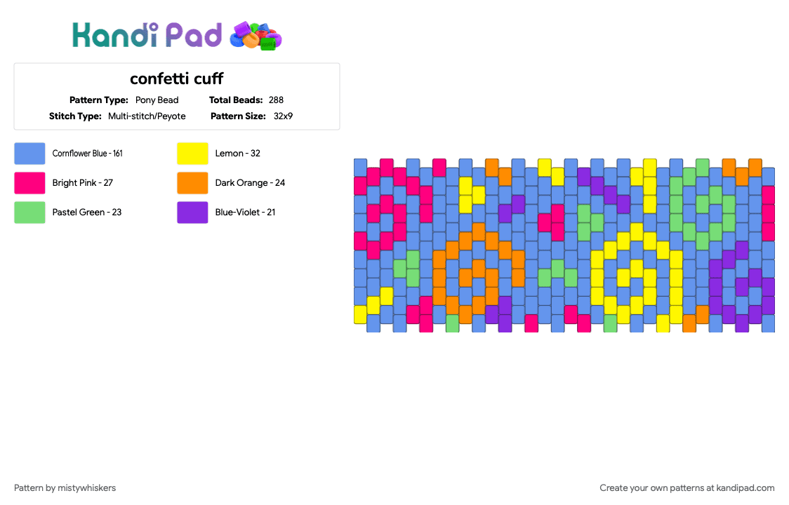 confetti cuff - Pony Bead Pattern by mistywhiskers on Kandi Pad - light blue