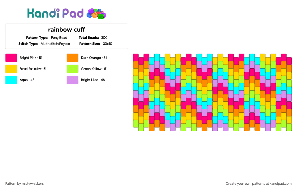 rainbow cuff - Pony Bead Pattern by mistywhiskers on Kandi Pad - pink