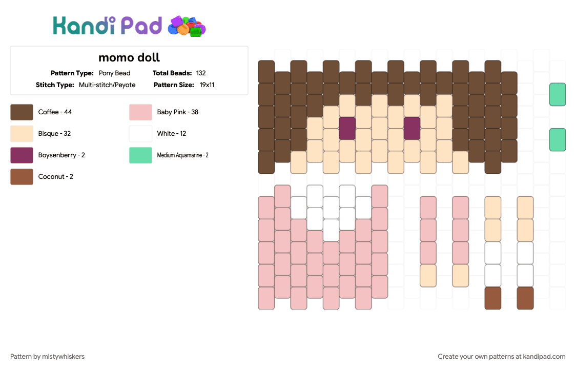 momo doll - Pony Bead Pattern by mistywhiskers on Kandi Pad - beige, brown