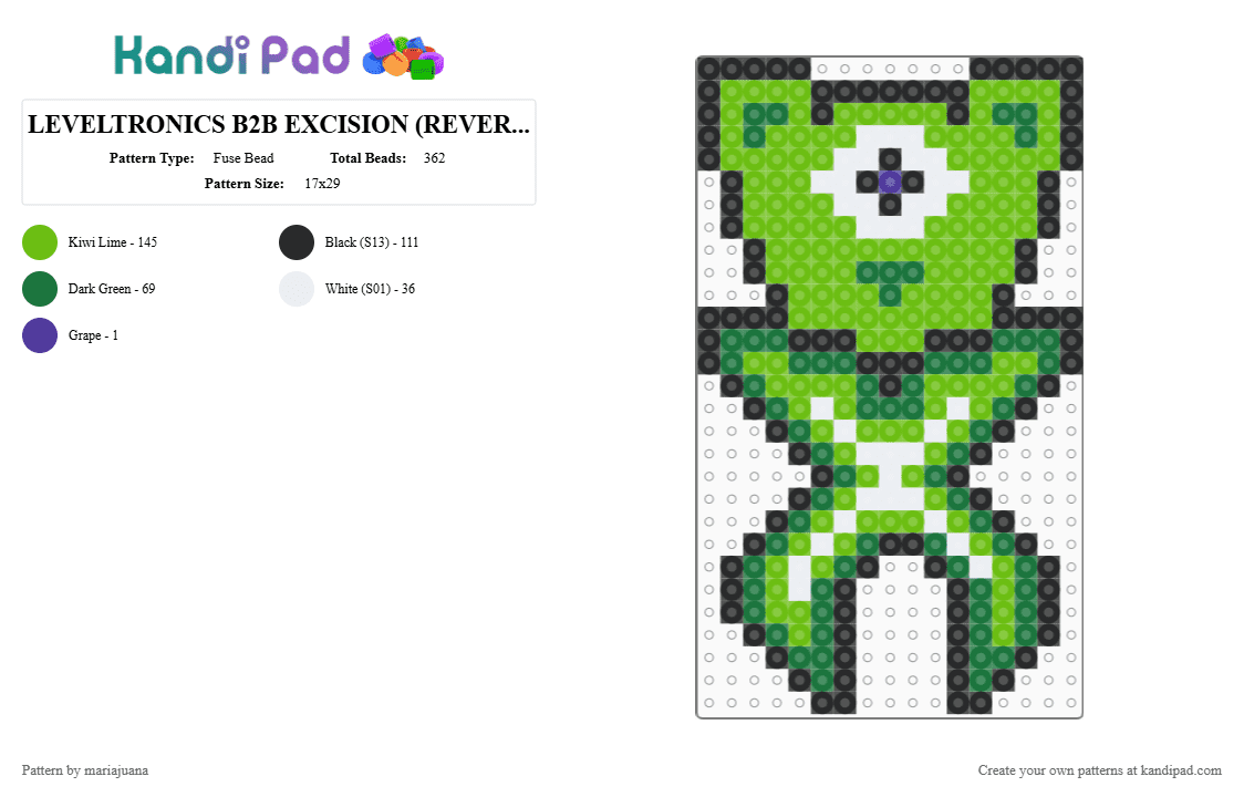 LEVELTRONICS B2B EXCISION (REVERSE VER.) - Fuse Bead Pattern by mariajuana on Kandi Pad - 