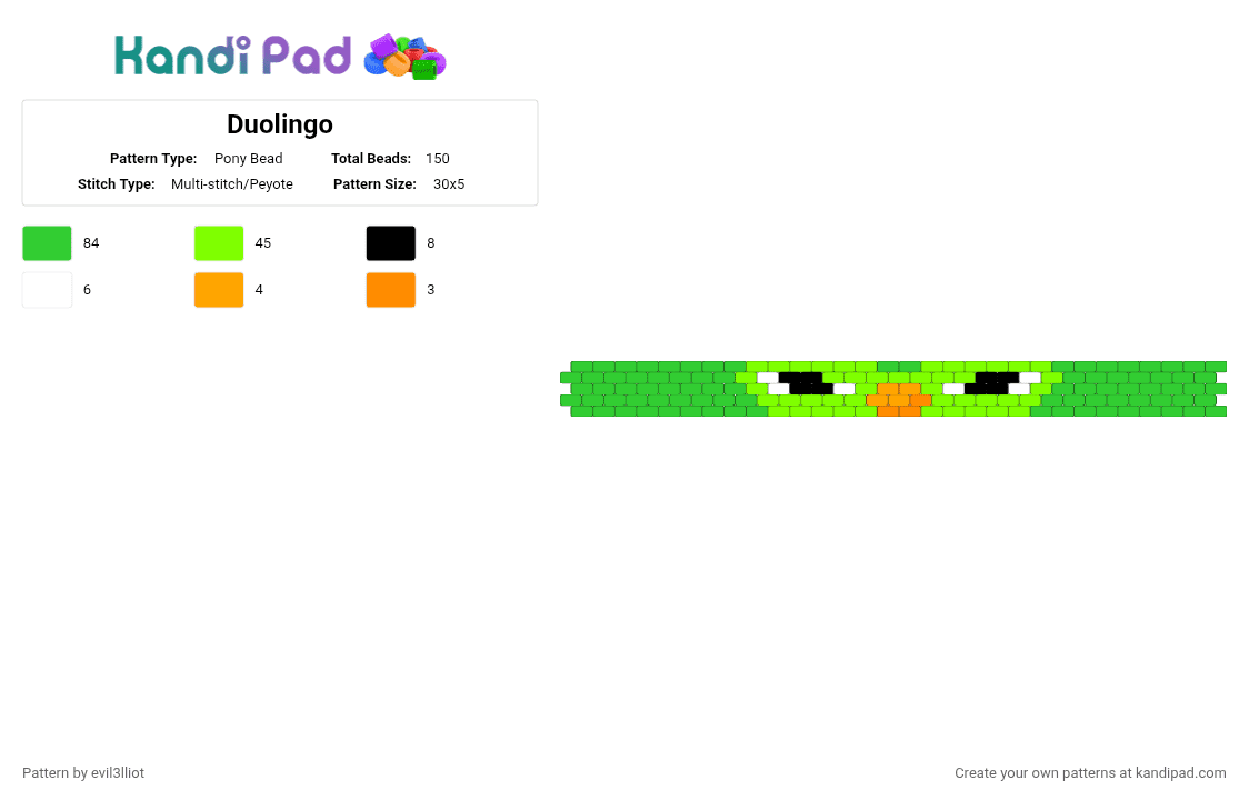 Duolingo - Pony Bead Pattern by evil3lliot on Kandi Pad - green