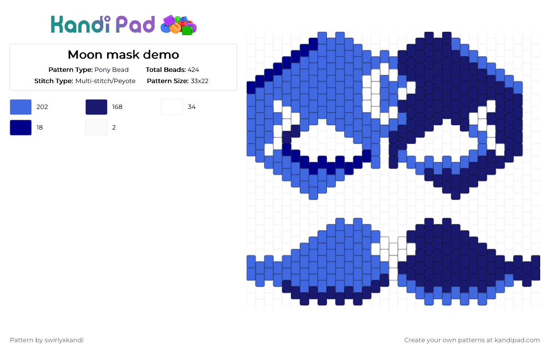 Moon mask demo - Pony Bead Pattern by swirlyxkandi on Kandi Pad - blue, purple