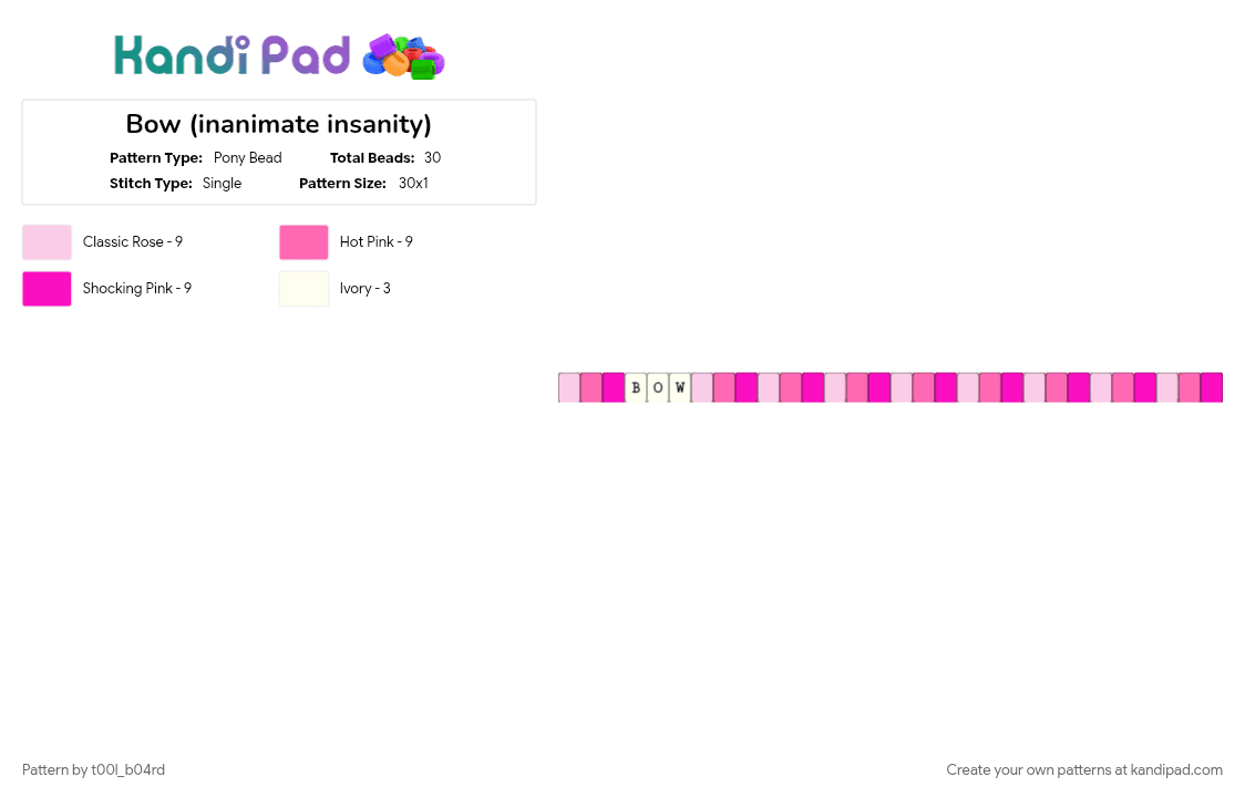 Bow (inanimate insanity) - Pony Bead Pattern by t00l_b04rd on Kandi Pad - 