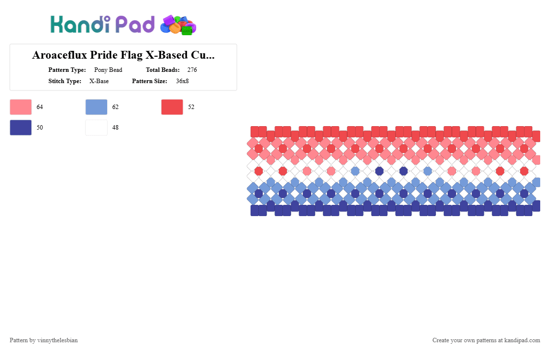 Aroaceflux Pride Flag X-Based Cuff ! - Pony Bead Pattern by vinnythelesbian on Kandi Pad - red,pride,lgbtq,x cuff,xbased,xbased cuff,aromantic,asexual,aroace