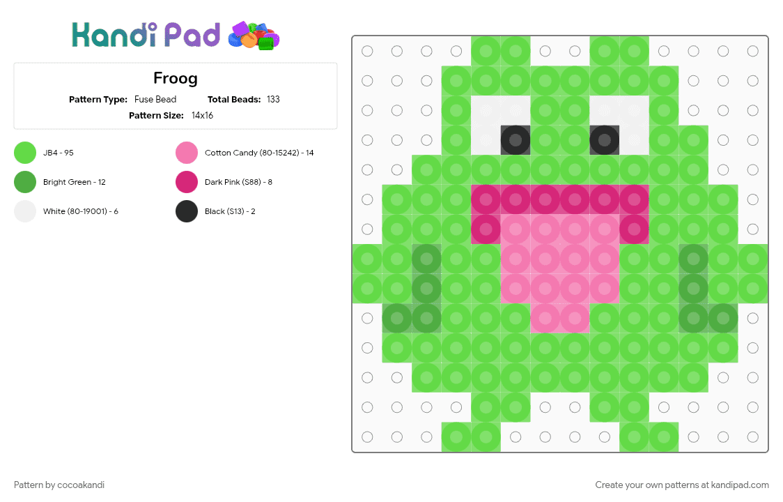 Froog - Fuse Bead Pattern by cocoakandi on Kandi Pad - cotdkawaii, green