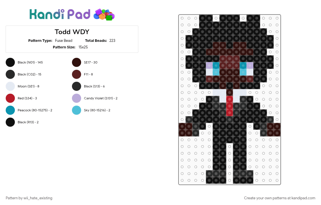 Todd WDY - Fuse Bead Pattern by wii_hate_existing on Kandi Pad - black, brown, creepypasta, wdy, wii deleted you, wiideletedyou