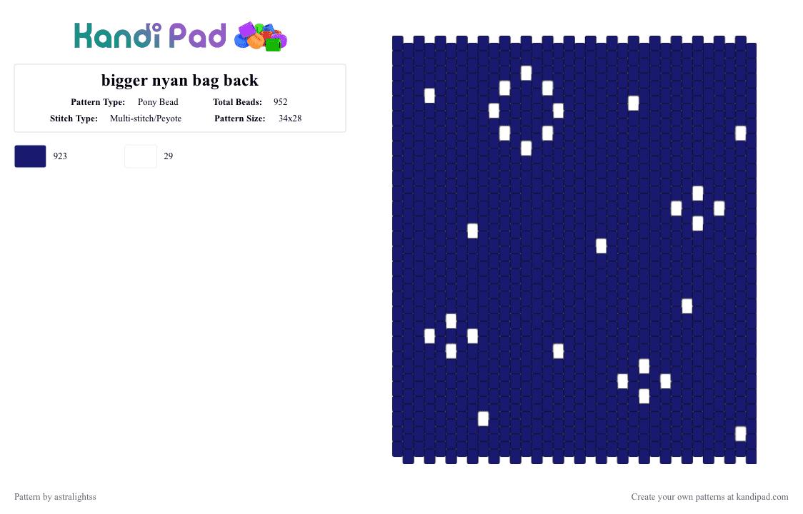 bigger nyan bag back - Pony Bead Pattern by astralightss on Kandi Pad - purple