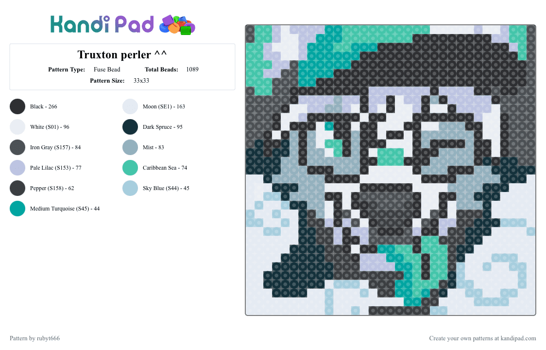 Truxton perler ^^ - Fuse Bead Pattern by rubyt666 on Kandi Pad - 