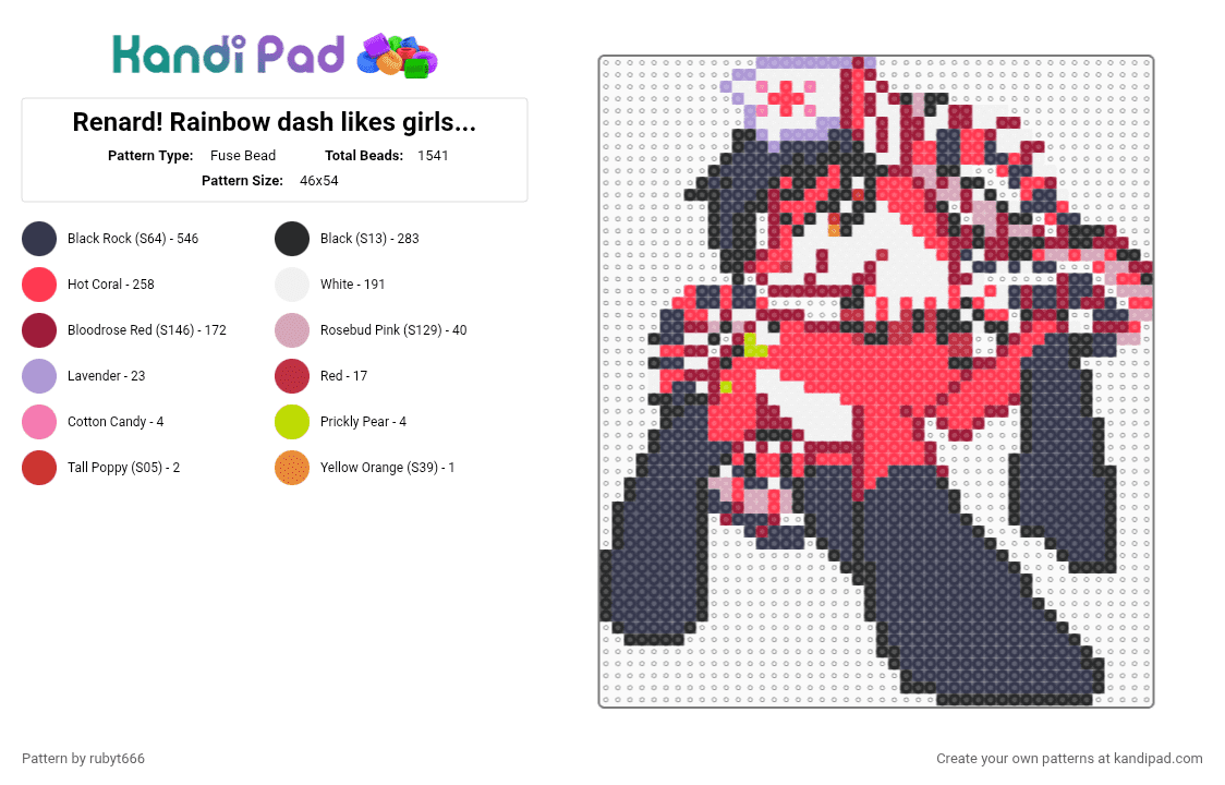 Renard! Rainbow dash likes girls (stay gay pony girl) album! - Fuse Bead Pattern by rubyt666 on Kandi Pad - albumcover, furry, lapfox, mlp, music, pony, purple, red, renard