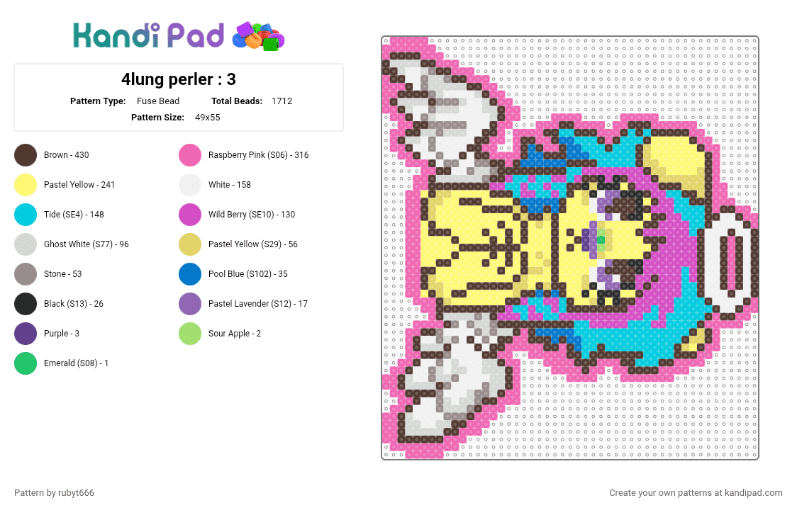 4lung perler : 3 - Fuse Bead Pattern by rubyt666 on Kandi Pad - 