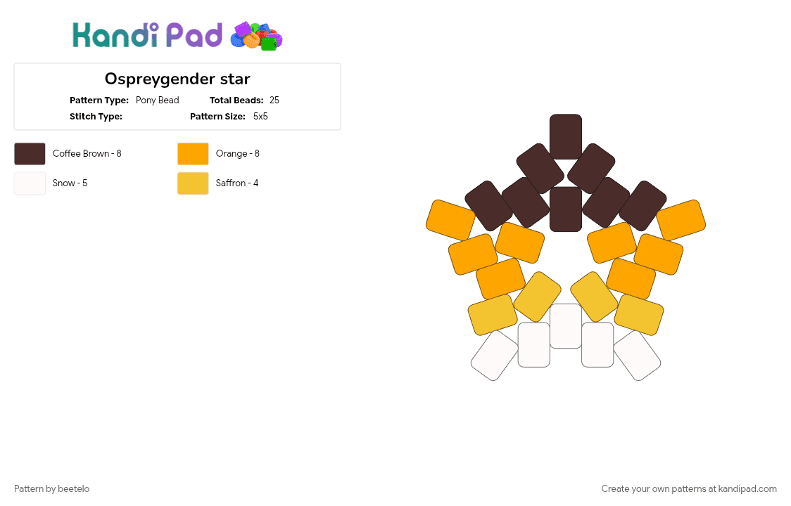 Ospreygender star - Pony Bead Pattern by beetelo on Kandi Pad - brown, orange, osprey, ospreygender, star, xenogender