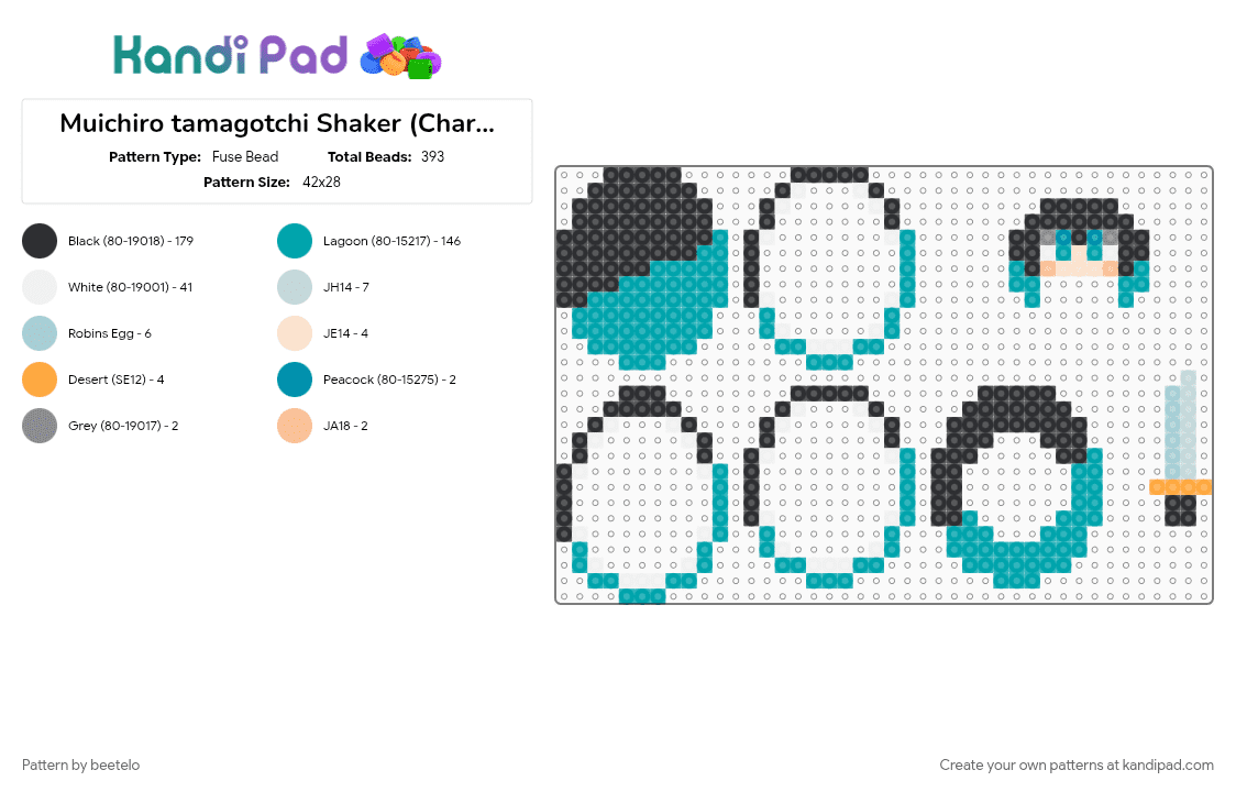 Muichiro tamagotchi Shaker (Charms by @ozzie_73) - Fuse Bead Pattern by beetelo on Kandi Pad - beetelo, black, blue, demon slayer, kimetsu no yaiba, muichiro, shaker, tamagotchi, teal
