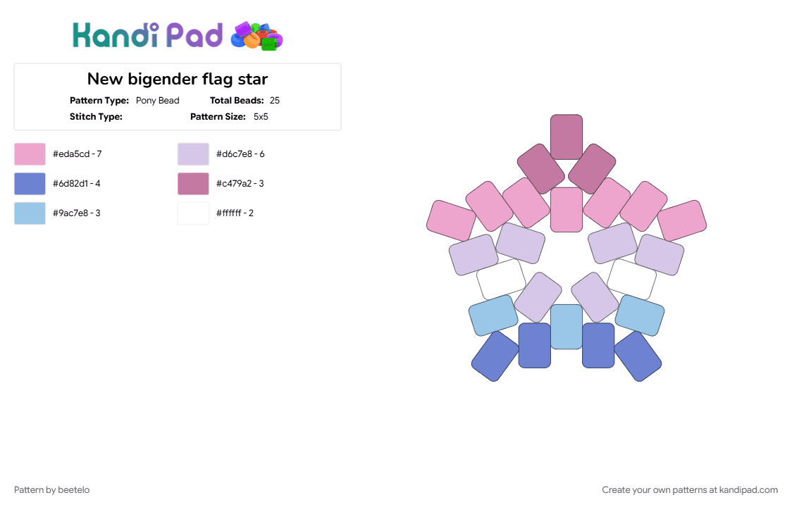 New bigender flag star - Pony Bead Pattern by beetelo on Kandi Pad - bigender, pink, pride, star