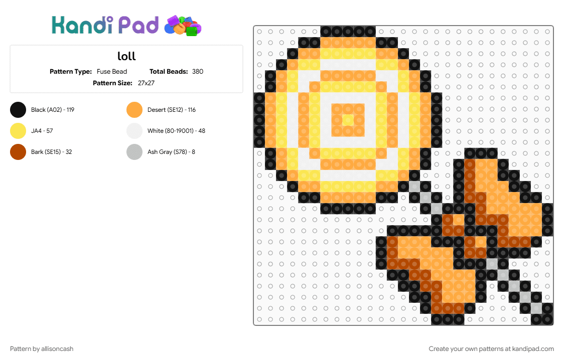 loll - Fuse Bead Pattern by allisoncash on Kandi Pad - orange, yellow
