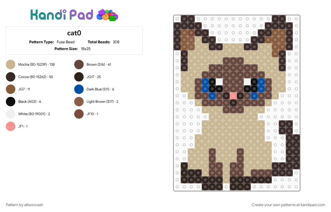 cat0 - Fuse Bead Pattern by allisoncash on Kandi Pad - beige, brown