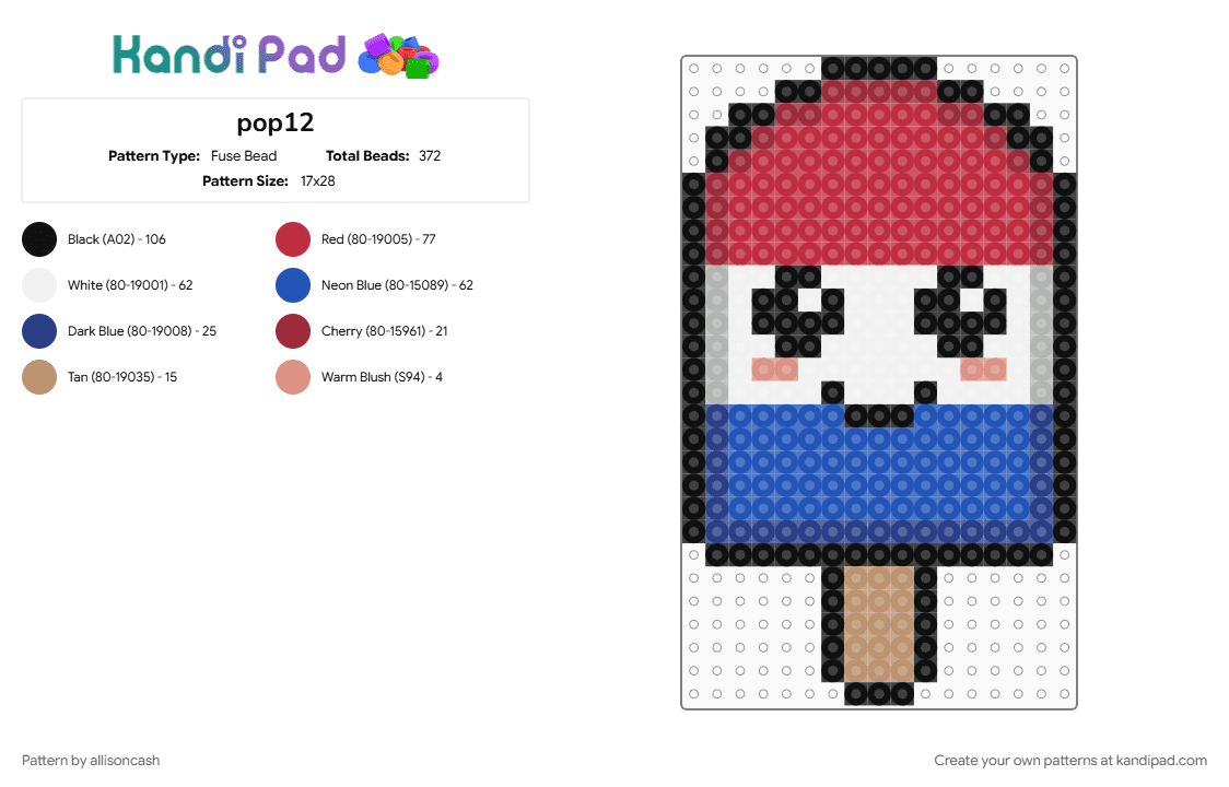 pop12 - Fuse Bead Pattern by allisoncash on Kandi Pad - blue, red
