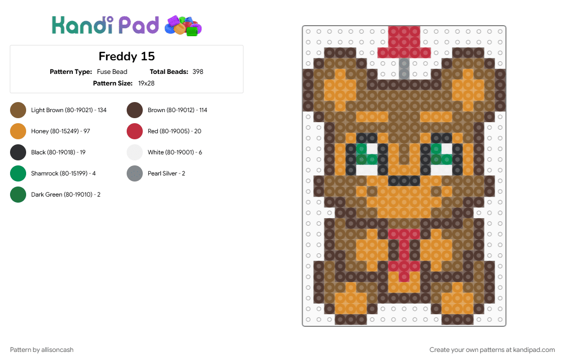Freddy 15 - Fuse Bead Pattern by allisoncash on Kandi Pad - brown, orange, tan