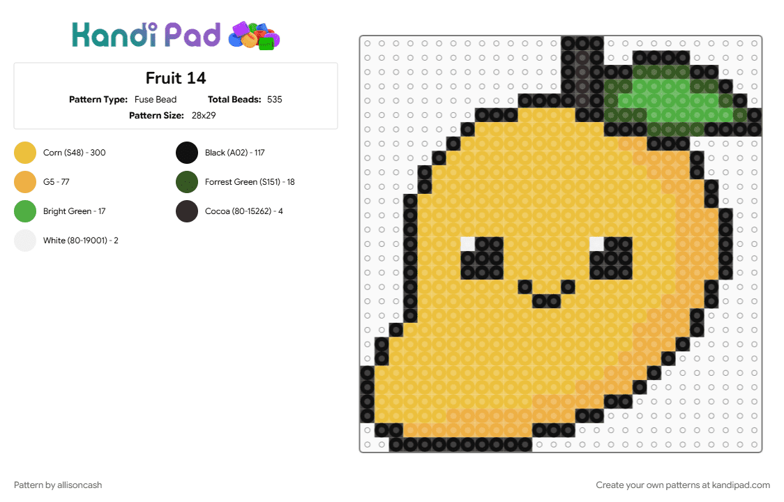 Fruit 14 - Fuse Bead Pattern by allisoncash on Kandi Pad - yellow