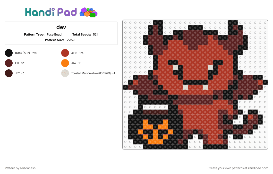 dev - Fuse Bead Pattern by allisoncash on Kandi Pad - brown, red