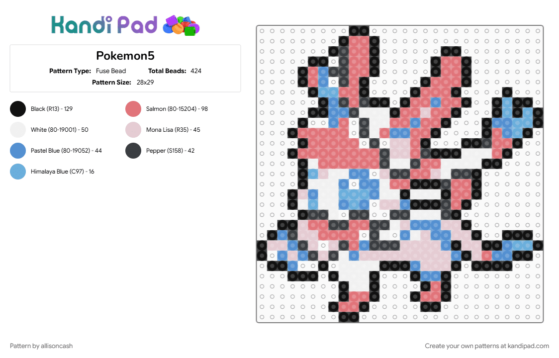Pokemon5 - Fuse Bead Pattern by allisoncash on Kandi Pad - 