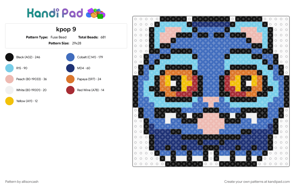 kpop 9 - Fuse Bead Pattern by allisoncash on Kandi Pad - blue, derpy, light blue, purple
