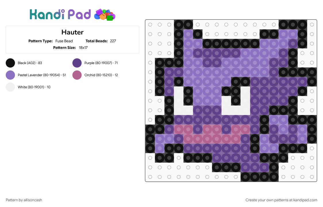 Hauter - Fuse Bead Pattern by allisoncash on Kandi Pad - blue, purple