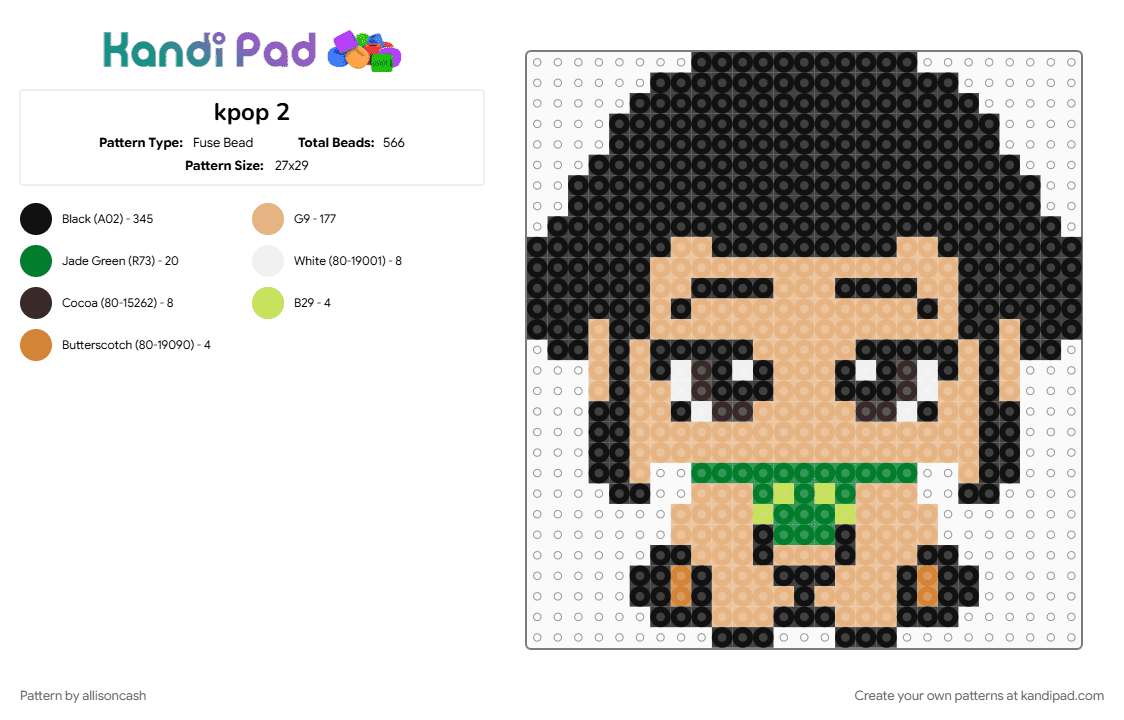kpop 2 - Fuse Bead Pattern by allisoncash on Kandi Pad - beige, black