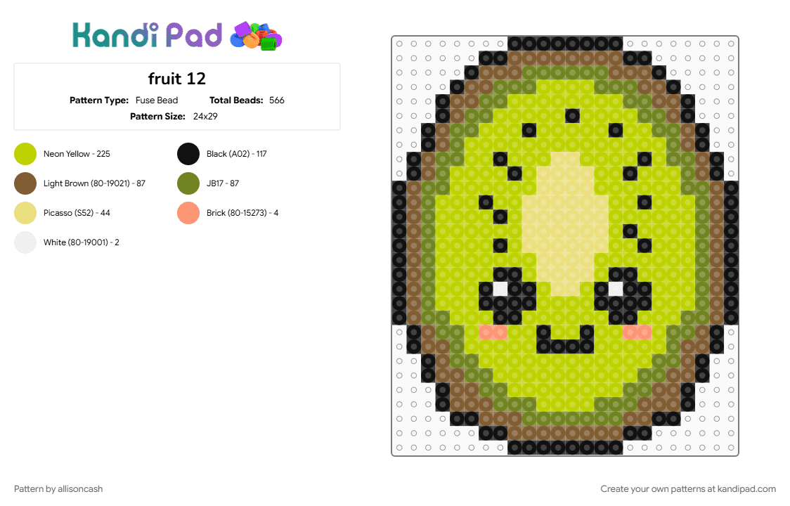 fruit 12 - Fuse Bead Pattern by allisoncash on Kandi Pad - gold, green, kiwi, tan