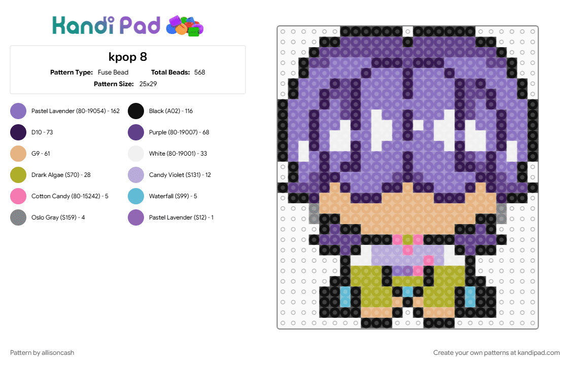 kpop 8 - Fuse Bead Pattern by allisoncash on Kandi Pad - beige, blue, purple