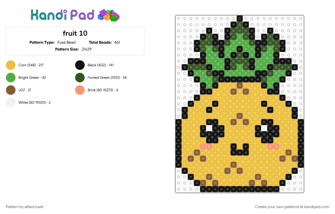 fruit 10 - Fuse Bead Pattern by allisoncash on Kandi Pad - yellow