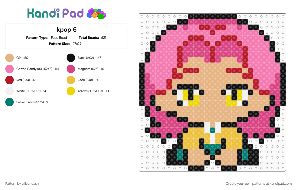 kpop 6 - Fuse Bead Pattern by allisoncash on Kandi Pad - beige, pink