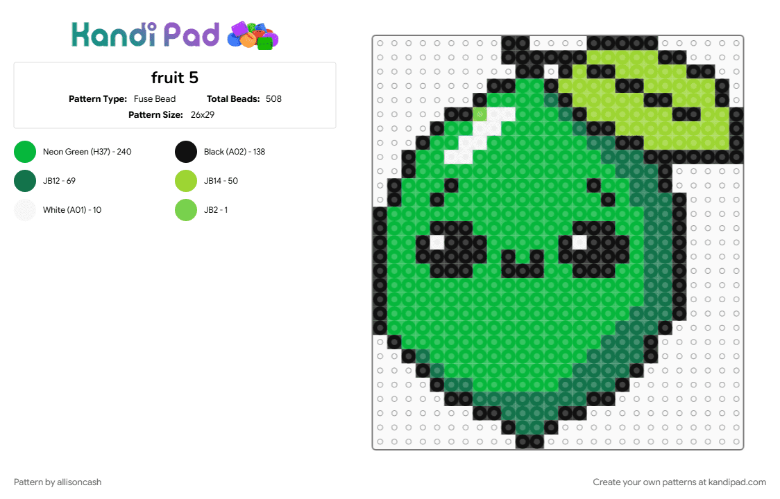fruit 5 - Fuse Bead Pattern by allisoncash on Kandi Pad - green, lime