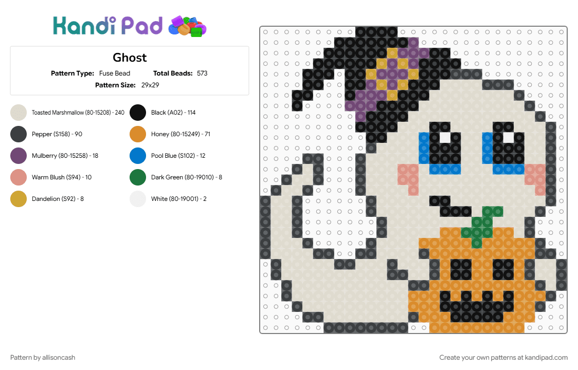 Ghost - Fuse Bead Pattern by allisoncash on Kandi Pad - beige, orange