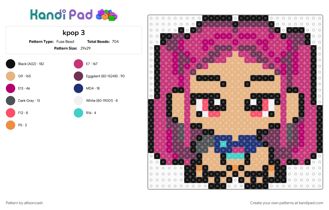 kpop 3 - Fuse Bead Pattern by allisoncash on Kandi Pad - beige, pink