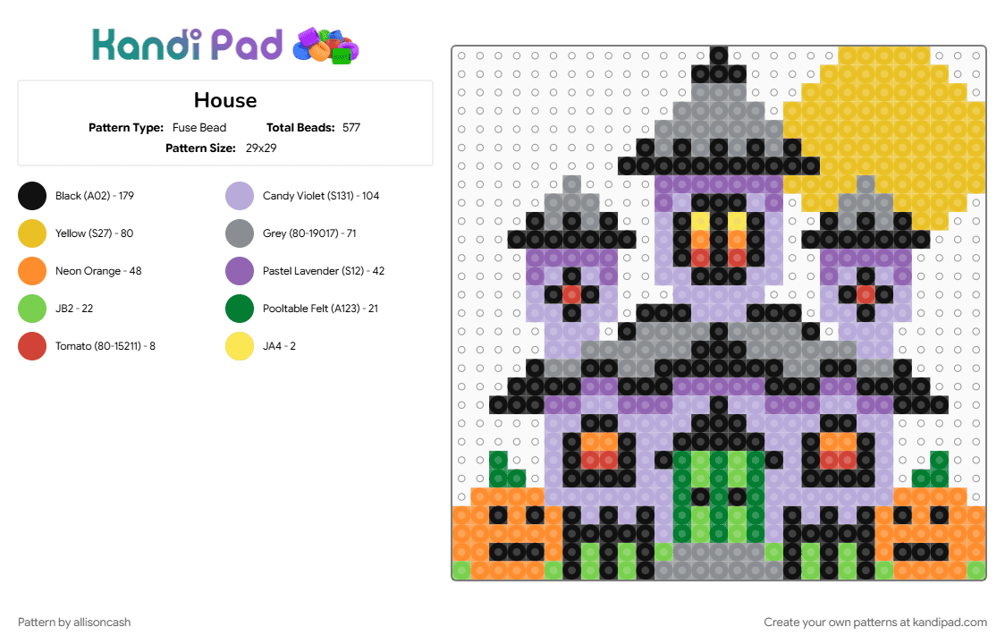 House - Fuse Bead Pattern by allisoncash on Kandi Pad - gray, pink
