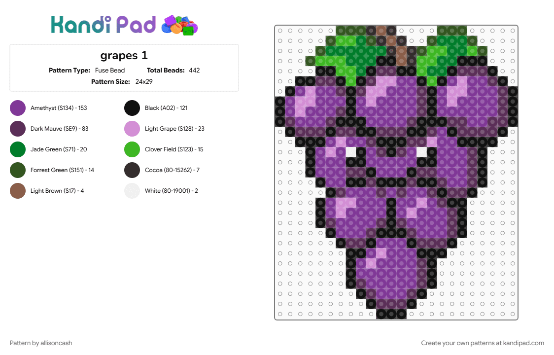 grapes 1 - Fuse Bead Pattern by allisoncash on Kandi Pad - pink