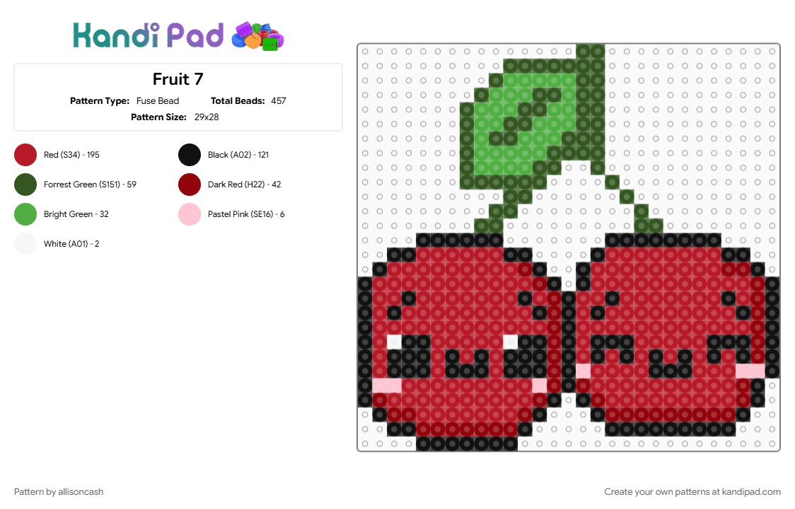 Fruit 7 - Fuse Bead Pattern by allisoncash on Kandi Pad - cherries, red