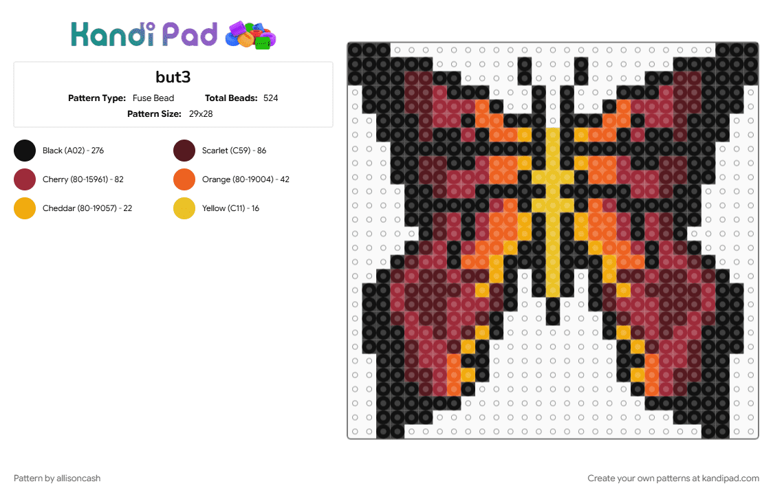 but3 - Fuse Bead Pattern by allisoncash on Kandi Pad - black, brown, orange, red