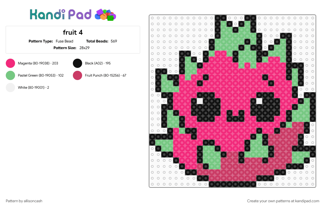 fruit 4 - Fuse Bead Pattern by allisoncash on Kandi Pad - cute, dragonfruit, kawaii, pink, teal