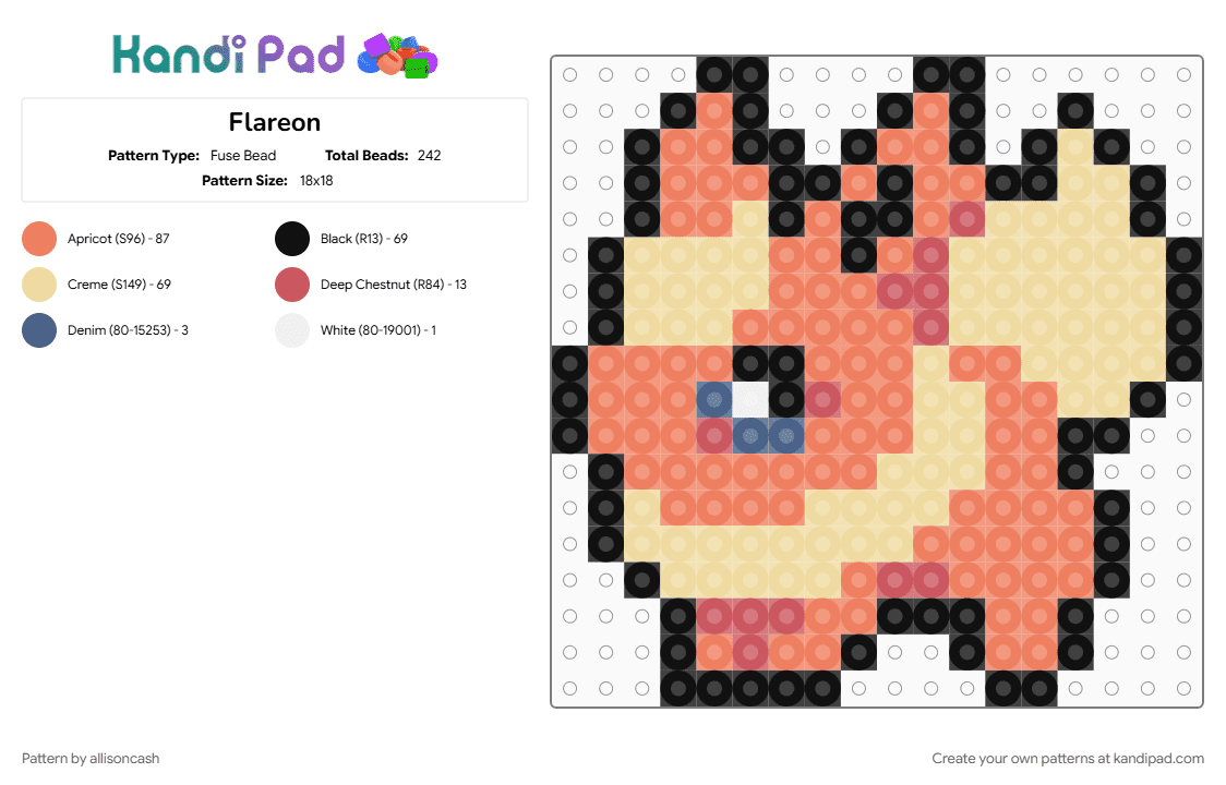 Flareon - Fuse Bead Pattern by allisoncash on Kandi Pad - beige, orange
