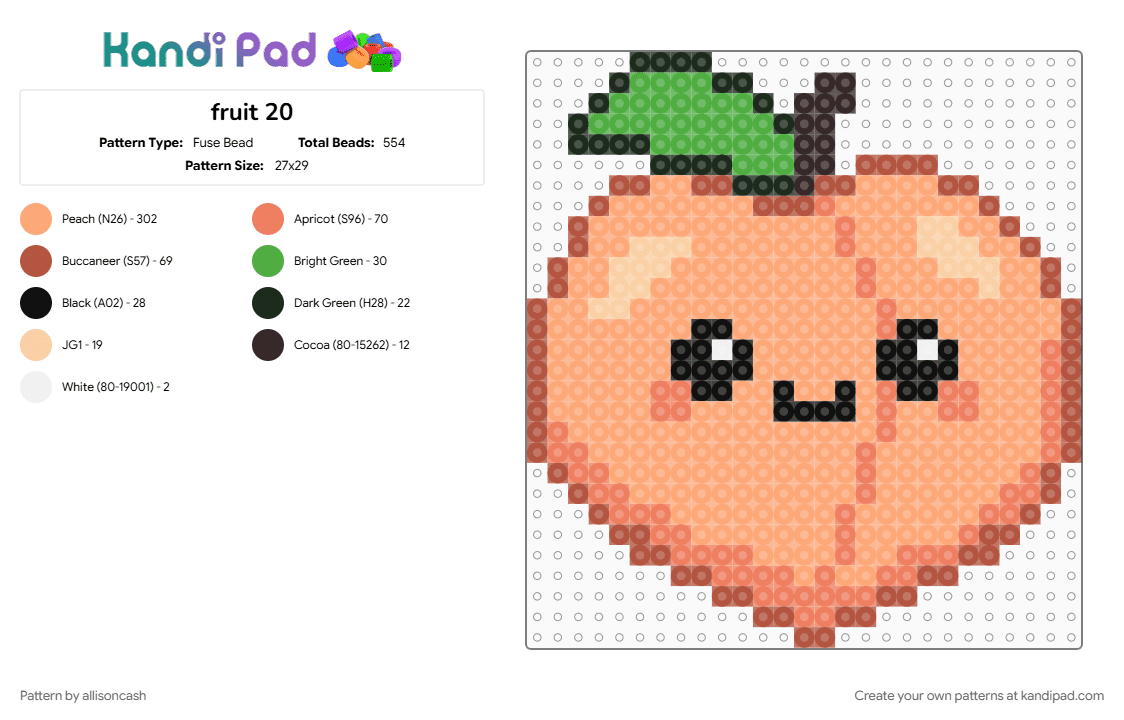 fruit 20 - Fuse Bead Pattern by allisoncash on Kandi Pad - orange